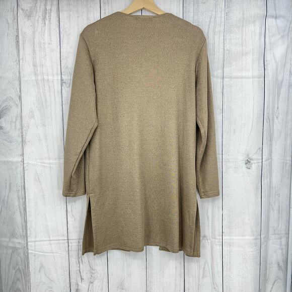 K T McKenzie MEDIUM VINTAGE Brownish Gold Long Sleeve Duster Cardigan Sweater - Picture 2 of 7